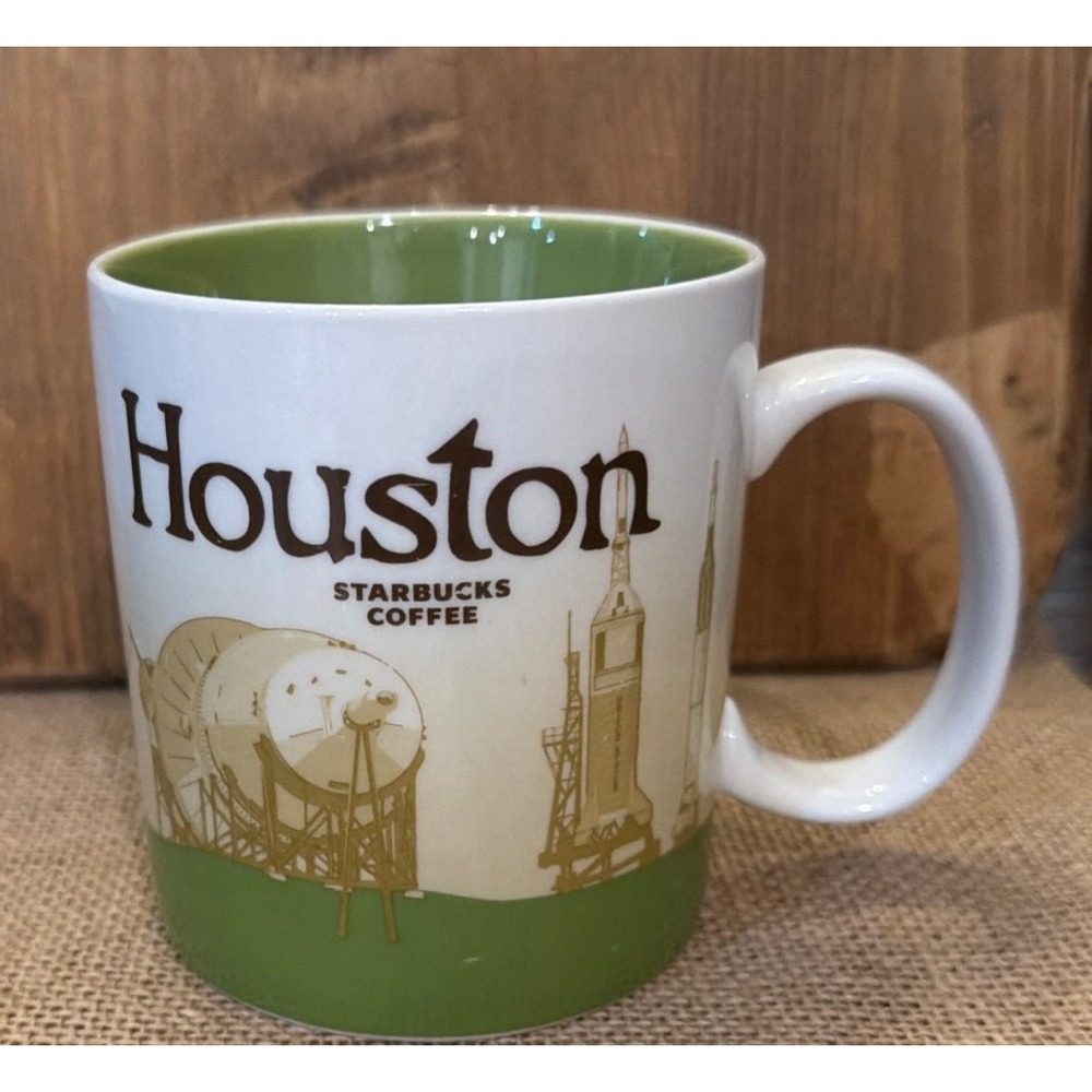 Starbucks Houston You Are Here Series Coffee Mug 16oz Green White NASA Skyline